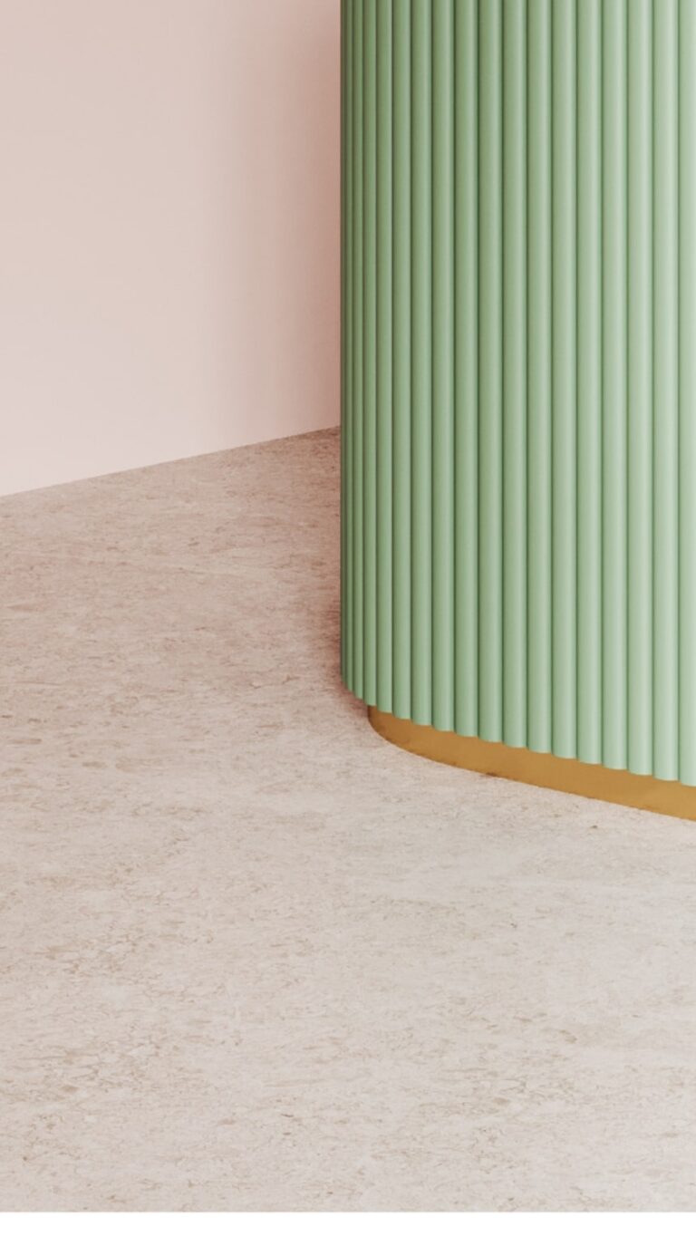 Green corner of a wall atop a light carpet in an artistic feeling of a room